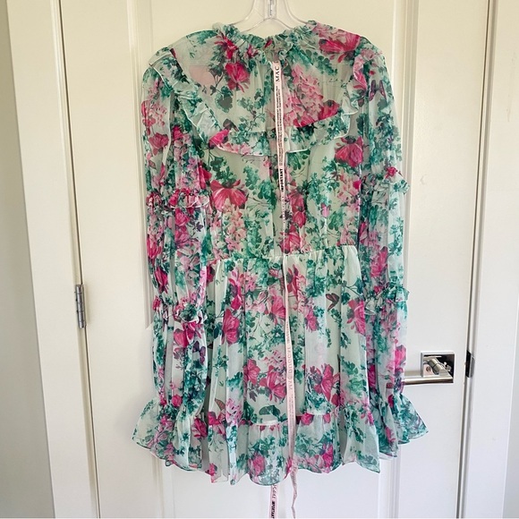 Anthropologie Mac Duggal Long-Sleeve Ruffled Mini Dress 12 NWT - Picture 3 of 7